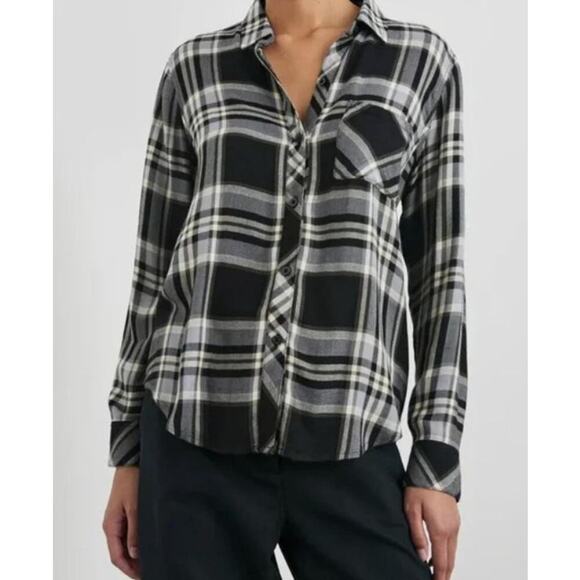 Rails Tops - Rails‎ Women's Hunter Ash/Bone Plaid Check Soft Flannel Shirt Button Up Casual M